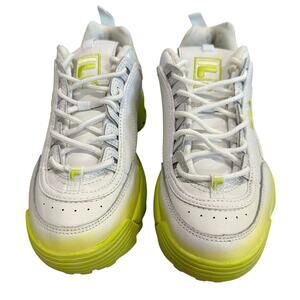 Fila Womens 8.5 Disrupter Shoes Sneakers White Yellow Lace Up 5FM00685-137